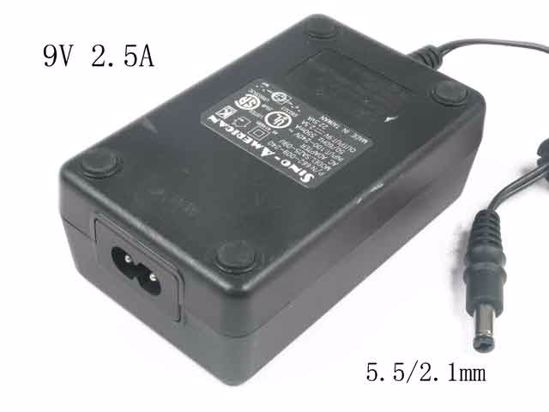 New Sino American SA25-09U AC Adapter 662-009-240 9V 2.5A, 5.5/2.1mm